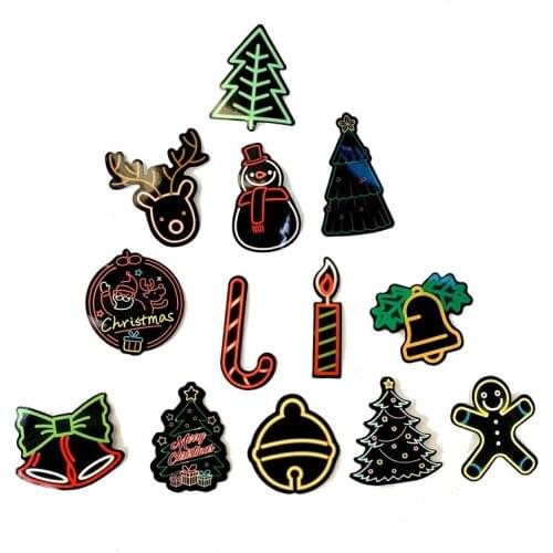 5 Sets = 250PCS Neon Lights Colorful Christmas Deer Stickers Decoration Notebook Personality Waterproof Stickers