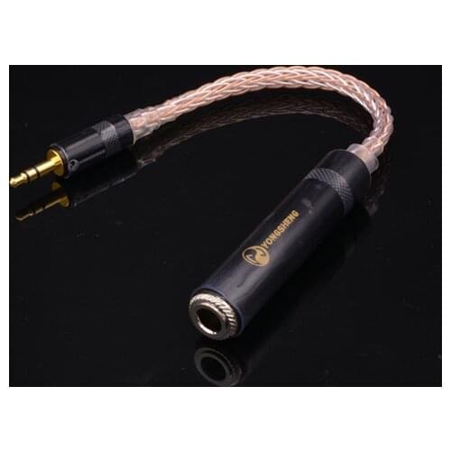 AIBIERTE DIY 16-core audio single crystal copper and silver-plated Cable 6.35mm Female to 3.5mm male adapter 6.5 to 3.5 10cm