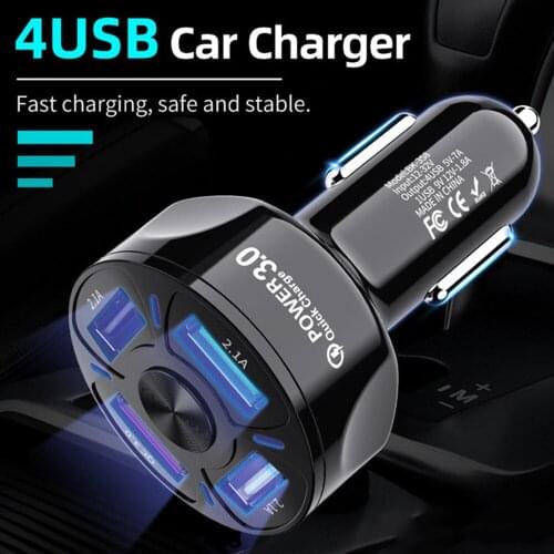 Car USB Charger Quick Charge 3.0 Universal 18W Fast Charging In Car 4 Port Mobile Phone Charger for Samsung S10 Iphone 11 7