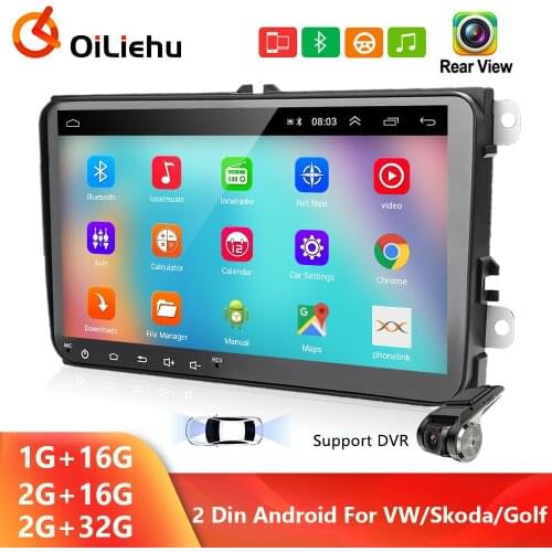 OiLiehu OiLiehu 2 Din Android Car Multimedia Player GPS For VW Skoda Octavia golf 5 6 Leon PASSAT Tiguan Polo 2 din Car Radio