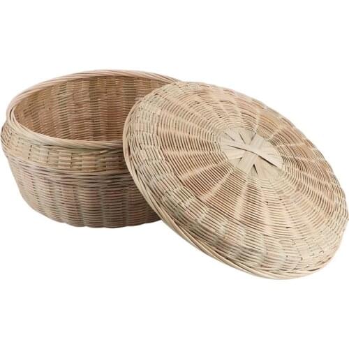 Bamboo Storage Box Woven Basket Tea Can Storage Jar Fruit Basket With Lid Kitchen Organizer Storage Basket