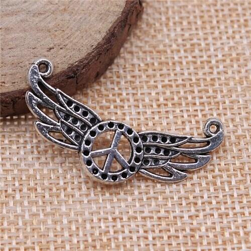 Free shipping 21pcs 37x20mm antique silver Peace wings charms diy retro jewelry fit Earring keychain hair card pendant
