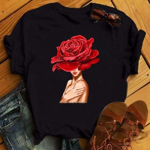 Camiseta Negra Con Estampado Con Dibujo Para Mujer, Top Vogue De Estilo Coreano Harajuku De Los 90, Camisetas Kawaii Para Mujer