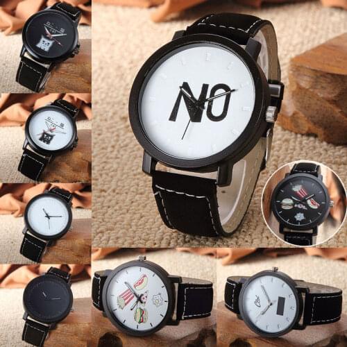 Haraiuku Style Women Mans Unisex Simple Personality Dial Wristwatch PU Leather Casual Clocks Lover Watch Gift TT@88