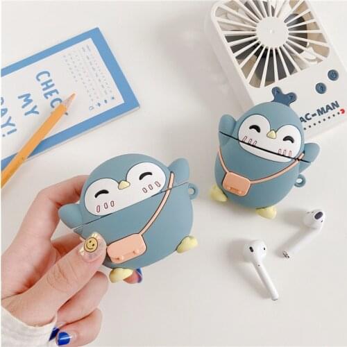 3D Cartoon Cute Penguin backpack Headhone Case for Airpods pro Headphone Cases Silicone Earphone Cover For Apple Airpods 2 Case
