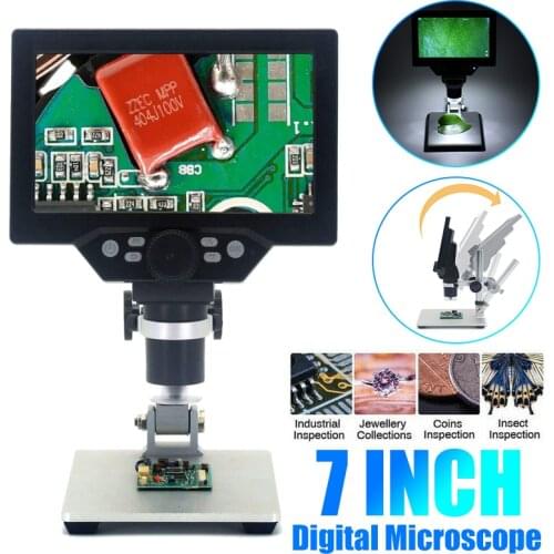 NEW 7 Inch G1200 12MP 1-1200X Digital Microscope HD LCD Display 500X 1000X Microscopes Continuous Amplification Magnifier