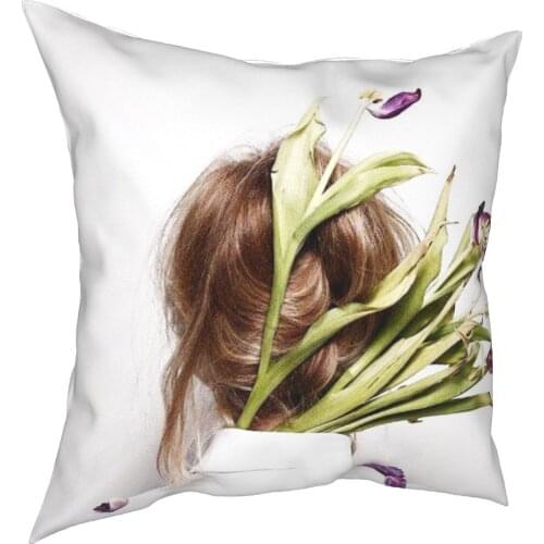 Flower beauty decorative cushion cover figure cushion cover 45 cm linen pillow residential culture sofa decoration