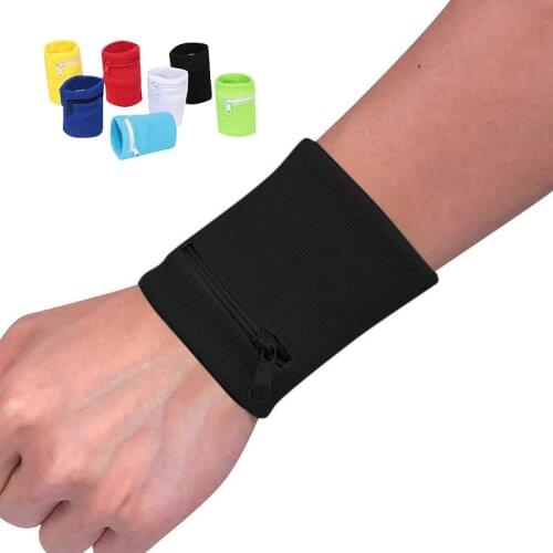 Pure Cotton Breathable Wrist Wallet Pouch with Zipper Running Travel Fitness Bike Riding Safety Sports Bag Key Bag Wrist Gloves