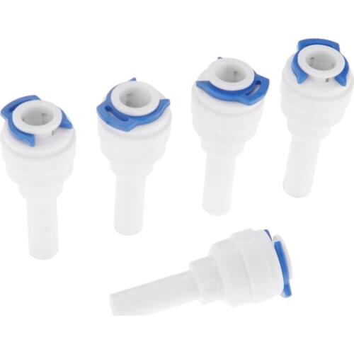 5Pcs Reverse Osmosis RO Water Aquarium System Plastic Pipe Fittings Straight 1/4" OD Hose -1/4" Stem Quick Coupling Connectors