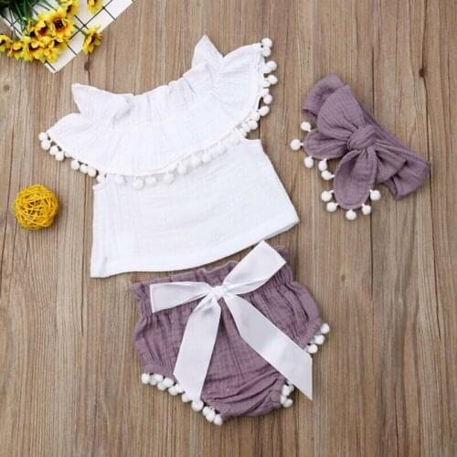 0-24M Newborn Cotton Linen 2Pcs Baby Girls Clothes Tassel Tops+Soft Shorts Outfit Sunsuit Summer Baby Clothing
