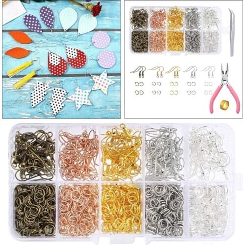 1128 Pieces Earrings Making Supplies Kit with Earring Hooks Jump Rings Pliers Tweezers Jump Ring Opener for DIY Jewelry