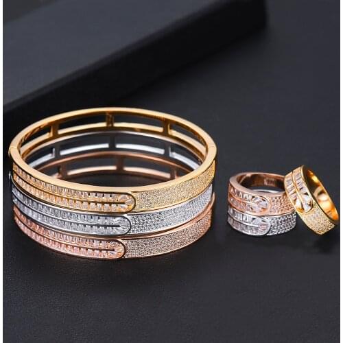 Kellybola Exquisite Micro Full Cubic Zirconia Bracelet Ring Sets Romantic Attractive Shiny Flowers Jewelry Accessories 2021 Hot