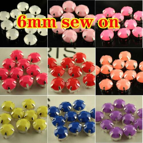 50p 6mm round flatback candy Acrylic sew on rhinestones Sewing loose beads Silver Claw buckle Stones For DIY Wedding Dress trim