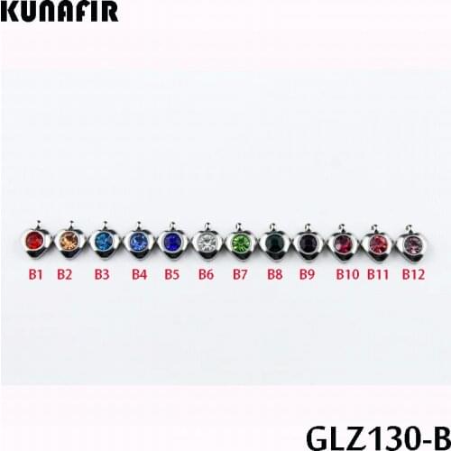 Heart shape stainless steel small pendant with rhinestone lovely charms 12pcs mix color GLZ130-B