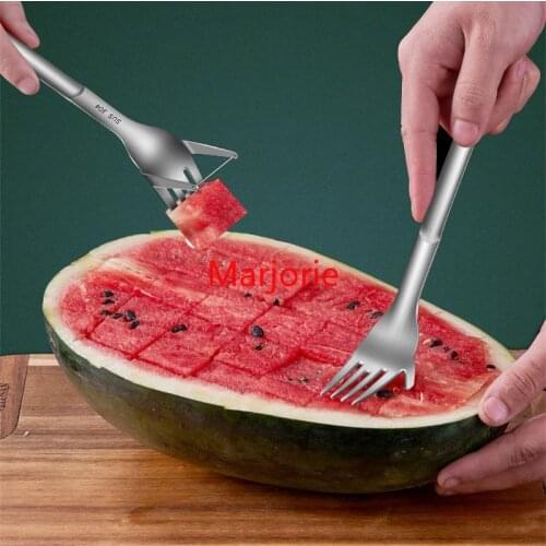 Vegetable Tools Multifunction 2 In 1 Stainless Steel Fruit Fork Watermelon Slicer Cutter Tableware Kitchen Gadgets