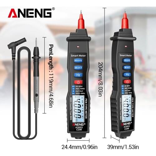 ANENG A3003 Digital Voltmeter Pen Multimeter NCV AC/DC Voltmeter Ammeter Ohmmeter Resistance Capacitance Frequanecy LCD
