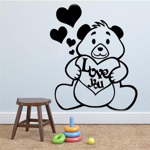 Cartoon Bear Love wall stickers boy kids room decoration Vinyl Decal Kindergarten Child Decal Bedroom Livingroom decor HY466