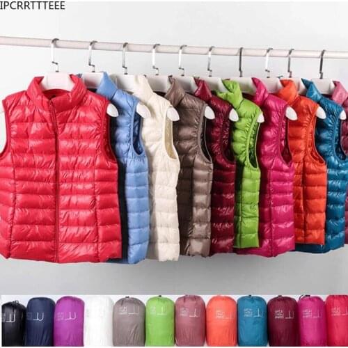 2021 New Ultra Light Down Vest Women Vest Windproof Lightweight Warm Waistcoat Female White Duck Down Sleeveless Coat