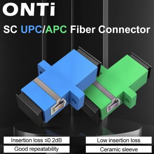 ONTi 200 Pcs Fiber Optic Connector Adapter SC / UPC SM Flange Singlemode Simplex SC-SC APC Coupler Free Shipping Wholesale