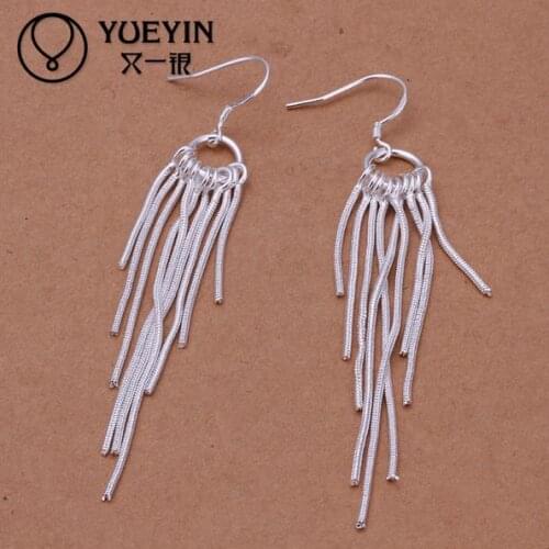 Wholesale silver plated Dangle earrings for women wedding jewelry Long Earrings elegant for girlfriend korvakorut