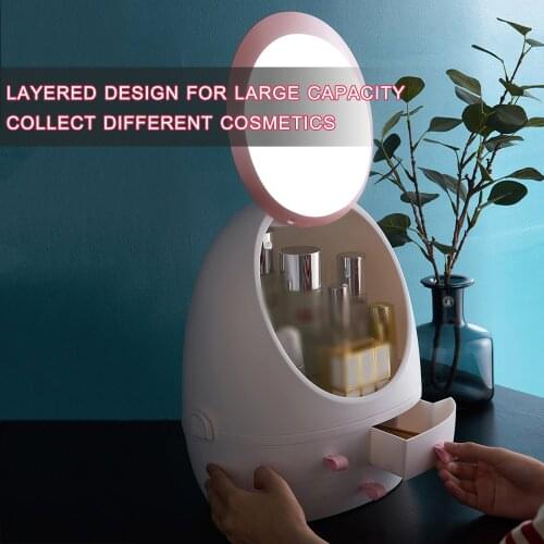 Bathroom Makeup Organizer Cosmetic Organizer Storage Box with Mirror Portable Skin Care Products Large Capacity Storage Case