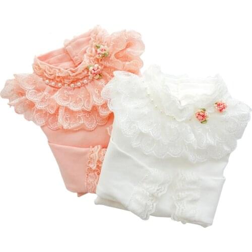 3-13T School Girl Blouse Shirts For Girls Girls Blouse Kids Clothing For Teenagers Soild Tops Tees Backing Shirt With Flowers