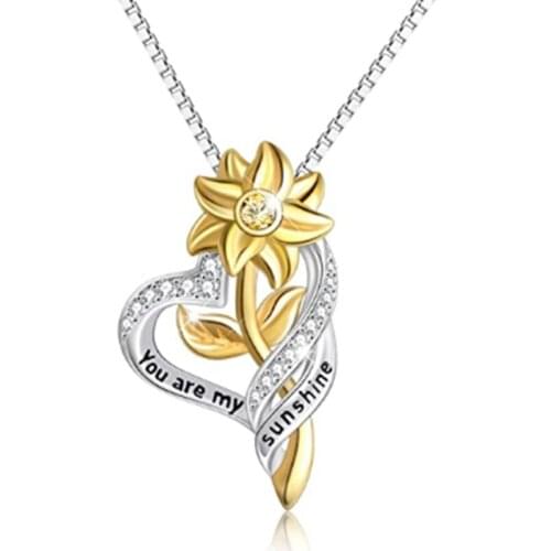 Sunflower Necklace for Women Heart Necklace Jewelry,You are My Sunshine Pendant Necklaces Jewelry Gifts for Women Girl Mom Wife