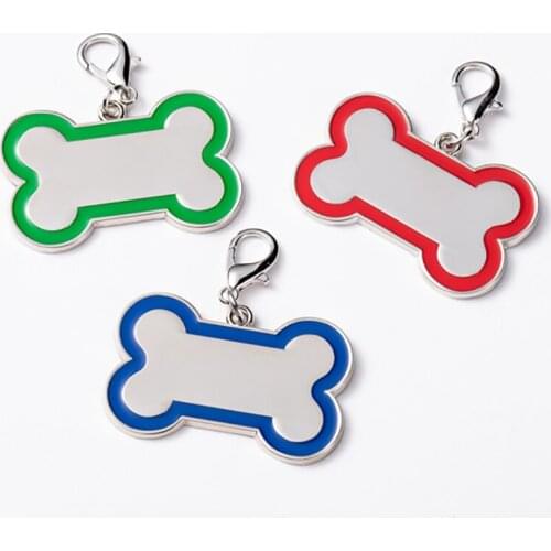 Zinc alloy pendant bone pet identity tag back can be laser engraved metal dog tag
