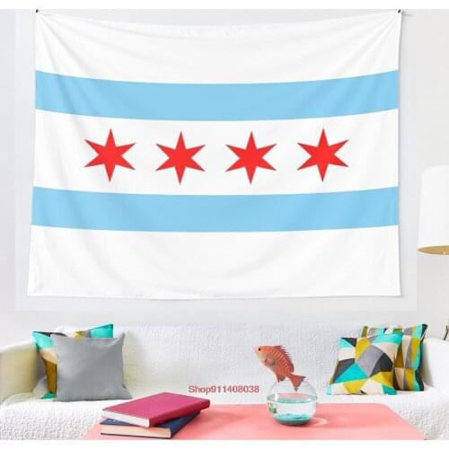 Chicago Flag tapestry Cover Beach Towel Picnic Yoga Mat Home Decoration Wall Hanging