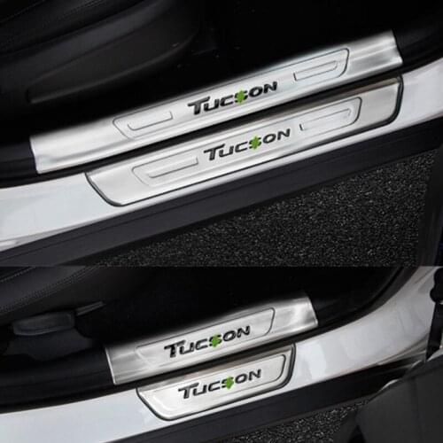 Door sill strip for 2015 Hyundai Tucson stainless steel Threshold strip welcome pedal body protectors exterior decoration strip