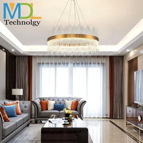 Postmodern light luxury round crystal chandelier simple bedroom light dining room creative glass light