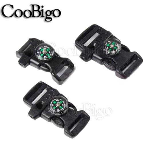 10pcs Emergency Survival Whistle Buckle with Compass for Outdoor Camp Paracord Bracelet Backpack Strap Bag Accessories