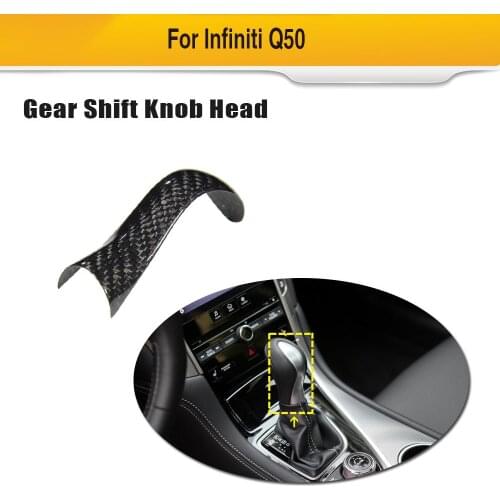 For Infiniti Q50 2013-2017 Car Gear Lever Shift Knob Cover Trim Dry Carbon Fiber Shift Knob Cover Trim