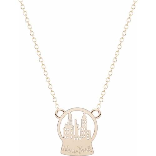 QIAMNI 1pcs Newest Fashion Jewelry Personality Snow Globe New York Necklaces Pendants NY Necklace