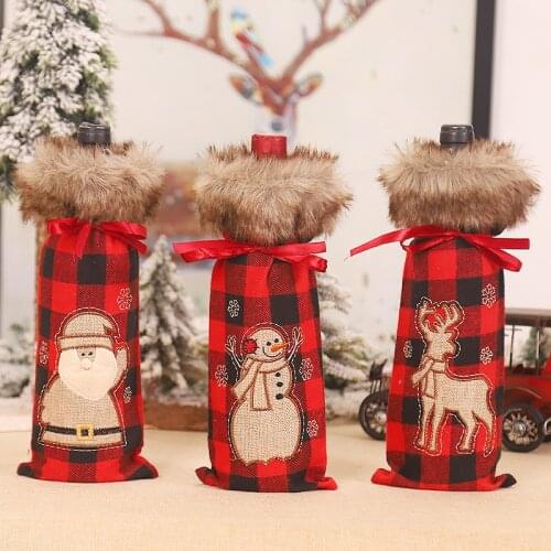 Christmas Cover Snowman Claus Bottle Sets Wine Bottle navidad Cover Holder For Xmas Gift Party Table Decoration Cover Supplies