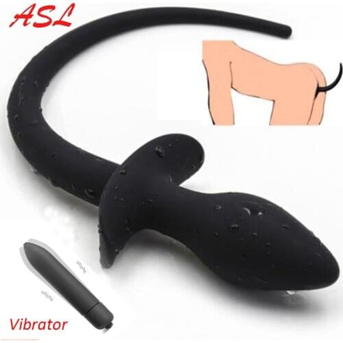 Silicone Anal Plug Dog Tail Bullet Vibrator Butt Plug Cosplay Sex Toys For Couples Anus Expander Erotic Sexy Costume Accessories