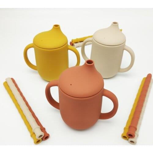 Food Grade Silicone Straws For Children BPA Free Reusable Beverage Juice Milk Tea Straw With Cleaning Brush Set