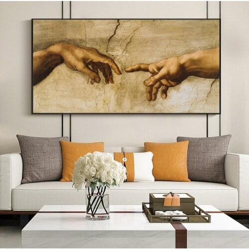 The Creation Of Adam by Michelangelo Famous Art Canvas Paintings On the Wall Art Posters And Prints Hand to Hand Art Pictures