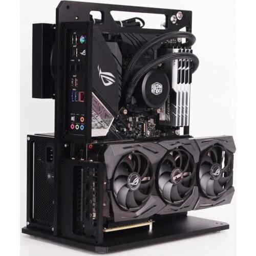 SS-1ATX Vertical open aluminum alloy chassis game water-cooled personalized SFF chassis ITX MATX bare rack cooling test platform