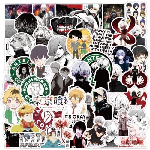 10/30/50PCS Anime Tokyo Ghoul Graffiti Waterproof Stickers For Laptop Guitar Skateboard Computer Luggage Decals Sticker kids Toy