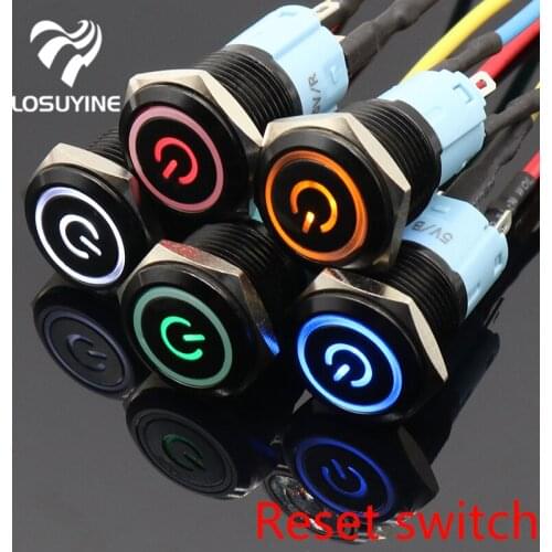 LED momentary 16mm Waterproof Metal Push Button Switch 5V 12V 220V