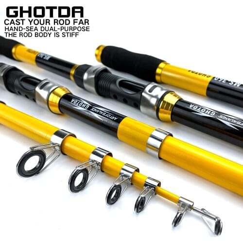 Carbon Fiber Telescopic Fishing Rod Sea Fishing Pole Stick Casting Rods 2.1 - 3.6 m 2 Colors Carbon Tackle