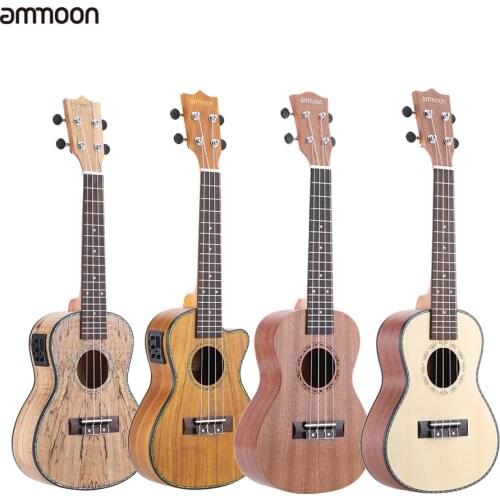 Ammoon 24" Deadwood(Rare Material)Ukulele with LED EQ Cowry Shell Brims OX Bone Saddle 4 Strings Instrument Gift Present