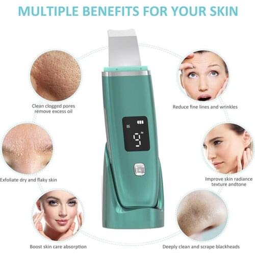 Ultrasonic Facial Skin Scrubber Deep Facial Pore Cleaner Shovel Spatula Blackhead Acne Cleaning Skin Care Tool