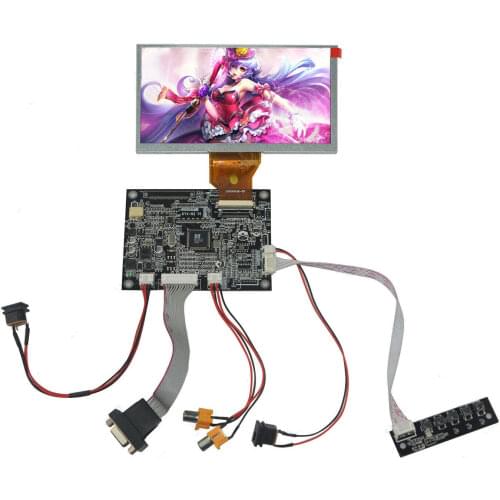 VGA 2AV Reversing TTL 50 pins LCD Controller Board KYV-N2 V1 Plus 6.5" AT065TN14 LCD 50Pin 800x480 Panel Free Shipping