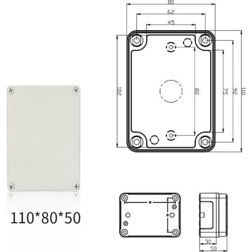 Waterproof Plastic Electronic Project Enclosure Cover CASE Box 110x80x50mm