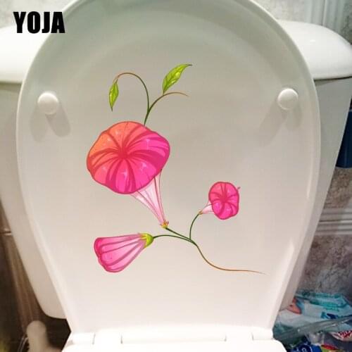 YOJA 18.1*21.4CM Cartoon Red Daffodil WC Toilet Seat Stickers Home Kids Room Wall Decor T1-0748