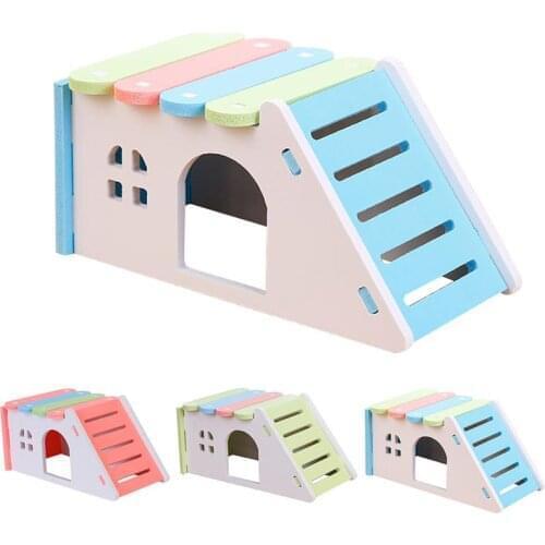 1 Pcs Pet Hamster Toy Colorful Squirrel Hideout House Toys With Ladder Slide Small Animals Hamster Guinea Pig Hedgehog Toy
