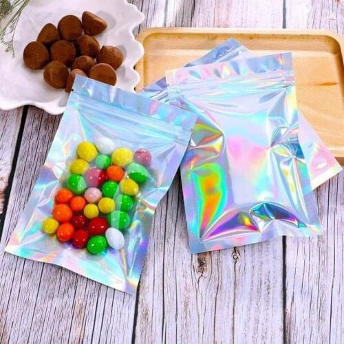 10PCS Sealed Packaging Bag Food Storage BagTranslucent Laser Bag Sealed Aluminum Foil Jewelry Manicure Eyelash Rainbow Jewelry