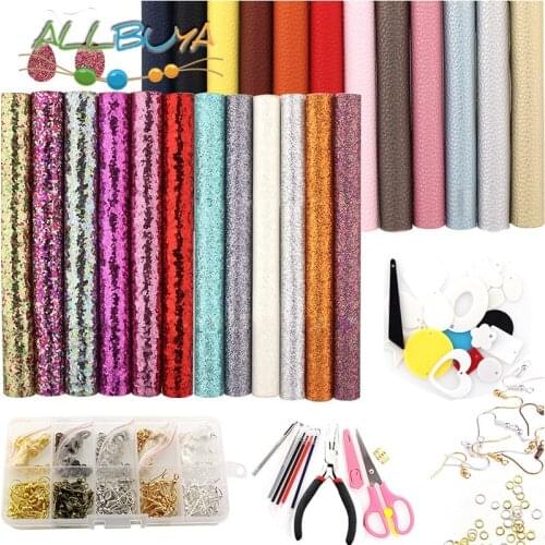 24pcs Faux Leather Sheets Leather Earrings Making Kits Tools Set for DIY Handmade Leather Product Earrings Craft Making Supplies